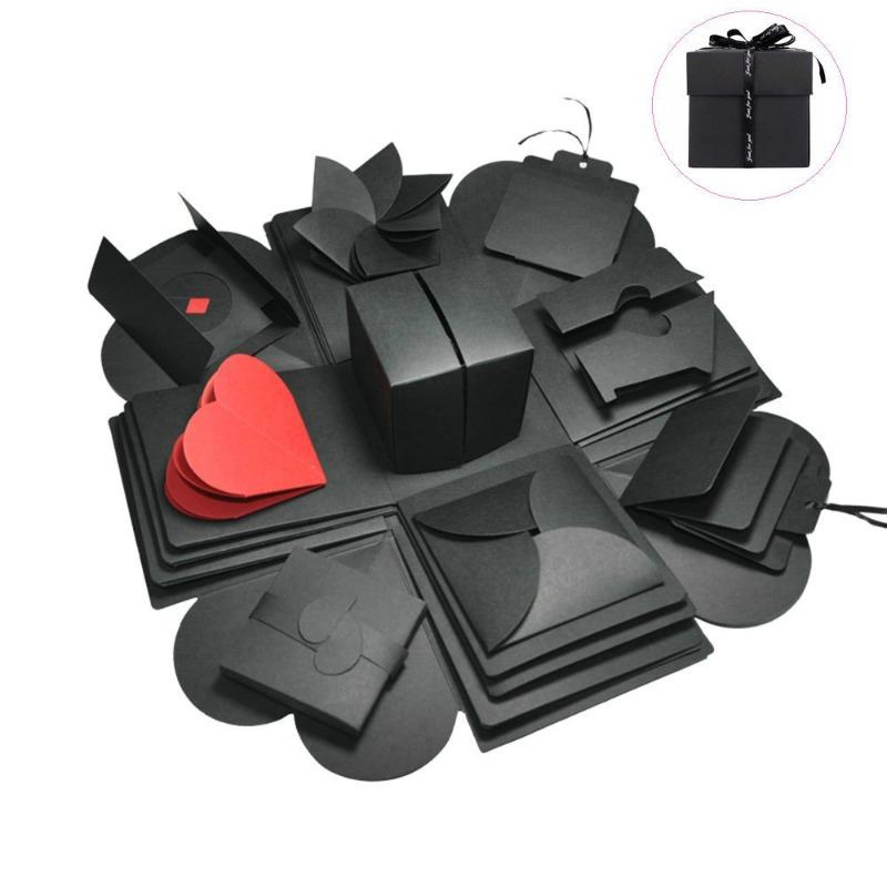 

Сделай сам, приятно удивлённый фотоальбом, подарочная коробка, коробка для хранения, сюрприз ко Дню святого Валентина, подарочная коробка, романтическая пара, креативный подарок чёрный