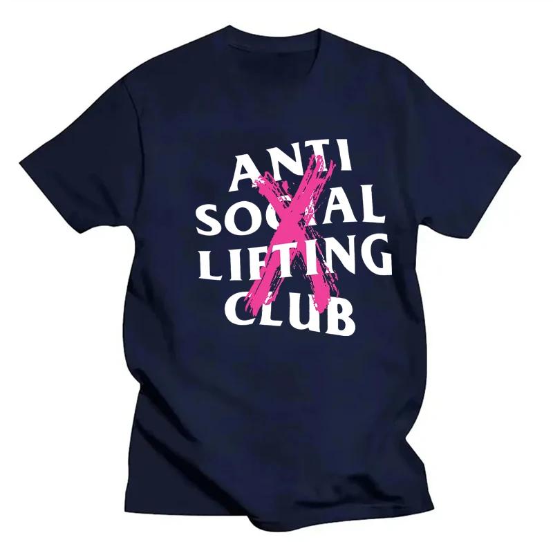 

Модная летняя графическая футболка Anti Social Lifting Club, свободный повседневный топ, футболка с короткими рукавами, уличная одежда, спортивные футболки для бега 4XL