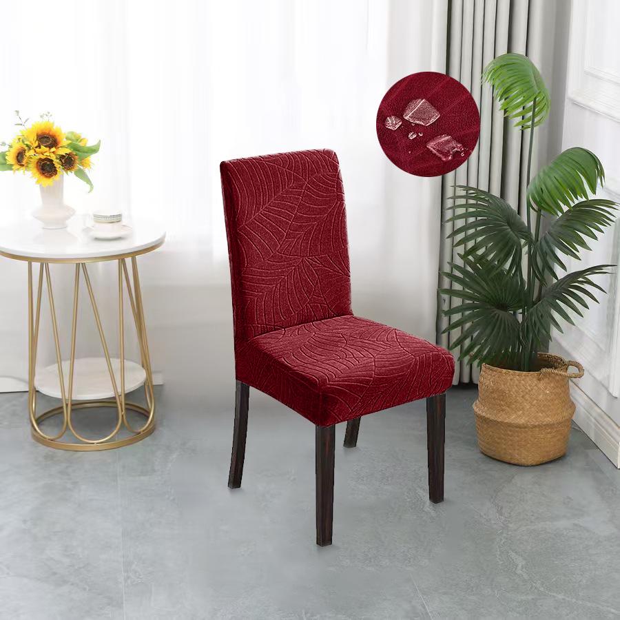 Waterproof Leaf Jacquard Stretch Chair Cover - European & American Style