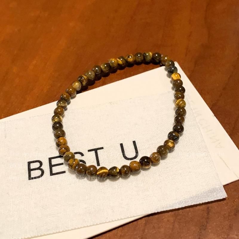 

Tiger-eye Stone Mosaic Beaded Bracelet for Women, Suitable for Autumn and Winter, A Unique and Vintage Style Accessory. Tiger-eye stone 4mm