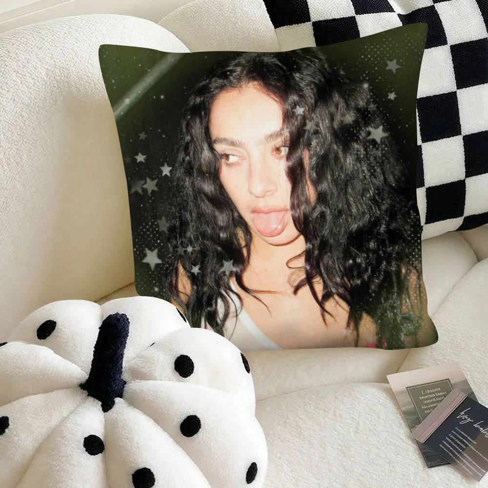 Singer Charli Xcx Pillow Case Fashion Square Pillowcase Bedroom Sofa Room Ins Decoration Leisure