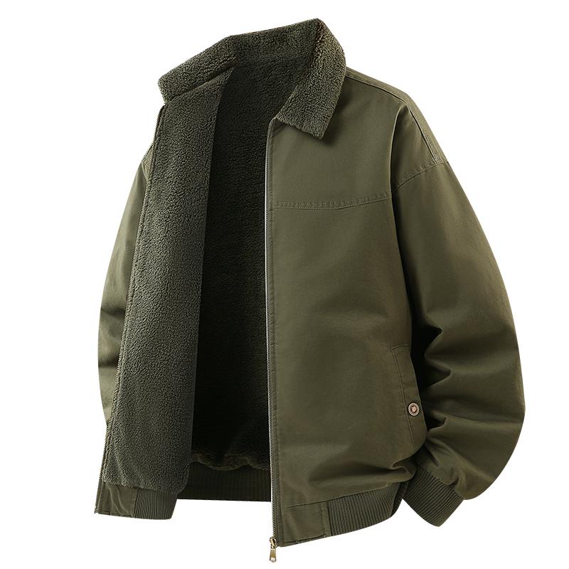 Lamb Wool Jacket for Men, Winter Outdoor with Thick and Warm Cotton Jacket, Lamb Wool Workwear, Cotton Jacket