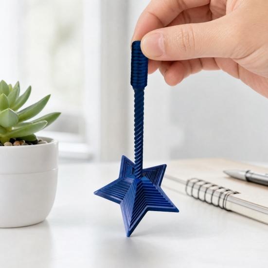 Fidget Spiral Toy, 5 Pointed Star Radish Tower Stress Reliever, Magic Rotating Sensory Toy with Color Changing Gradient, Desk Toy for Adults