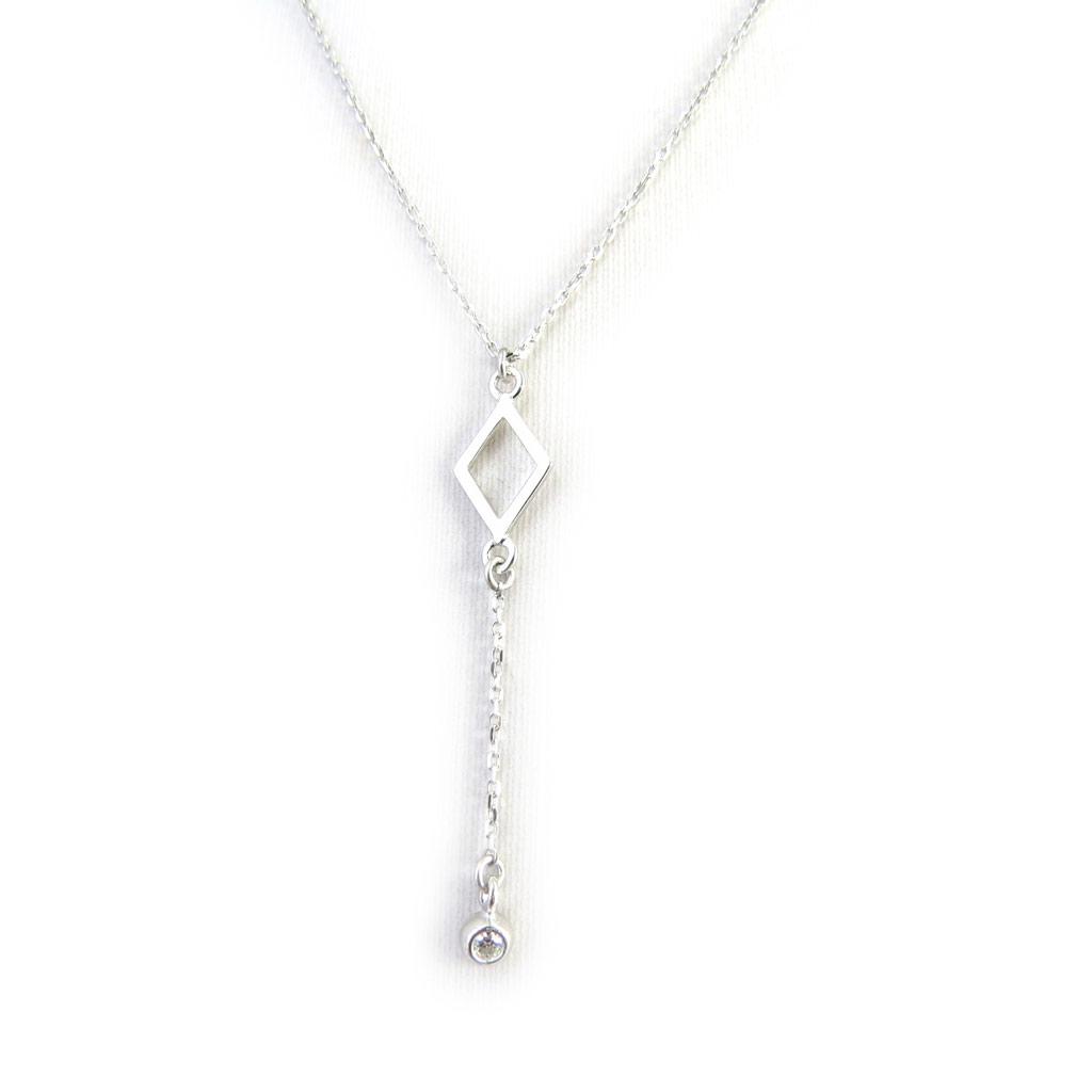Les Trésors De Lily [N2883] - Silver Necklace 'Jeux De Cartes' (tiles) Rhodium-plated - 12x8 Mm