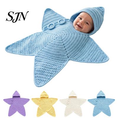 Accesorios Fotografía Recién Nacidos Estrella de Mar Saco de Dormir para Bebé, Manta Tejida para Envolver Saco de Dormir con Capucha, Ropa de Cuna Transpirable Forma de Estrella Portátil para Bebés