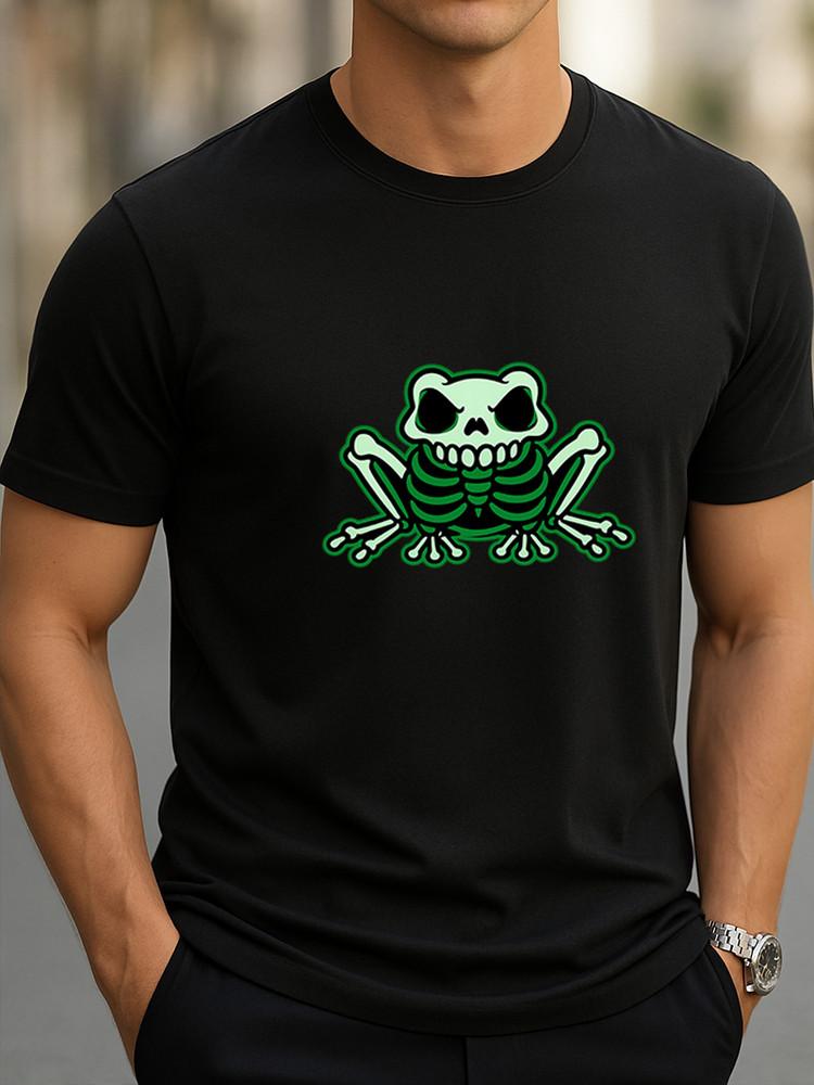 Glow Skeleton Frog T-Shirt Neon Green Skull Frog Tee Cool Gothic Streetwear Unisex T-Shirt XXXL