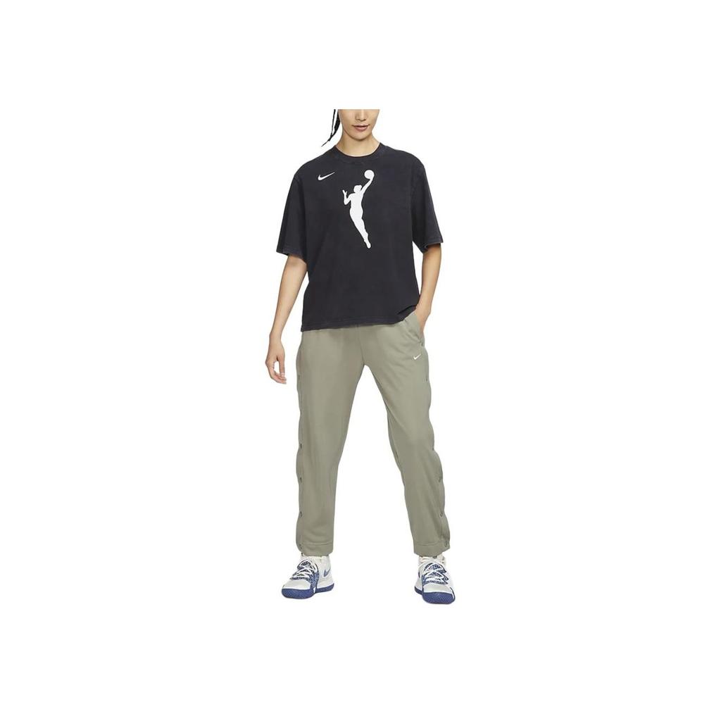 Nike Dri-FIT Embroidered Logo Quick-Dry Elastic Waist Mid-Rise Knitted Sports Pants Women Bottoms Light-Army-Green FV8478-320