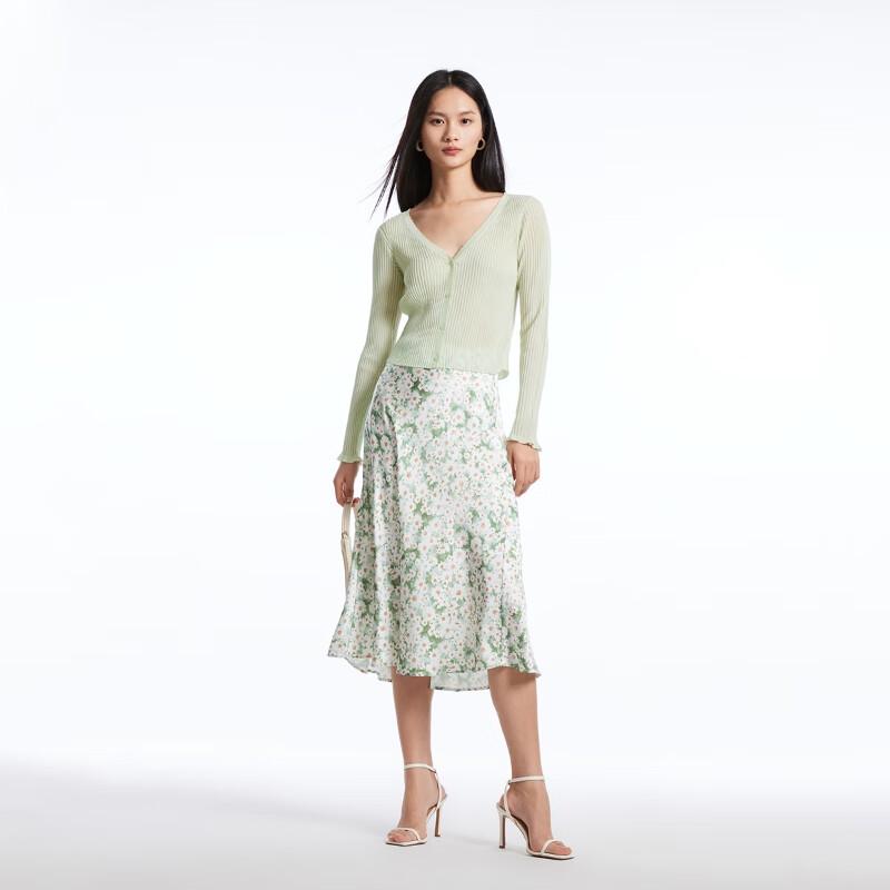 VEROMODA V-Neck Ruffle Cuff Solid Knit Cardigan