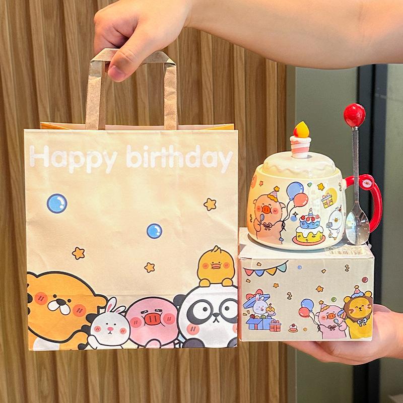 Birthday gift, cute ceramic mug, children's water cup, gift box for girlfriends, practical souvenir