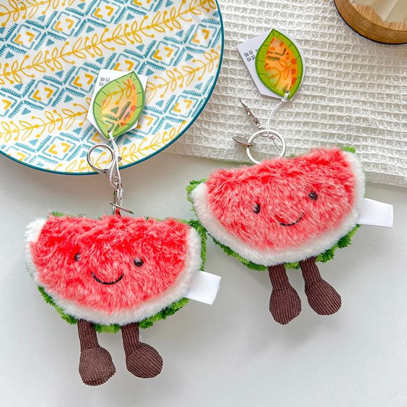 Jc Cute Watermelon Modeling Plush Soft And Comfortable Backpack Pendant Smiling Face Stuffed Doll Trendy Toy Ornament Gift