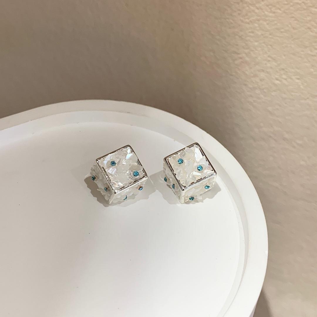 Square Geometric Earrings Colorful Rhinestone Inlaid Luxury Ear Jewelry for Women