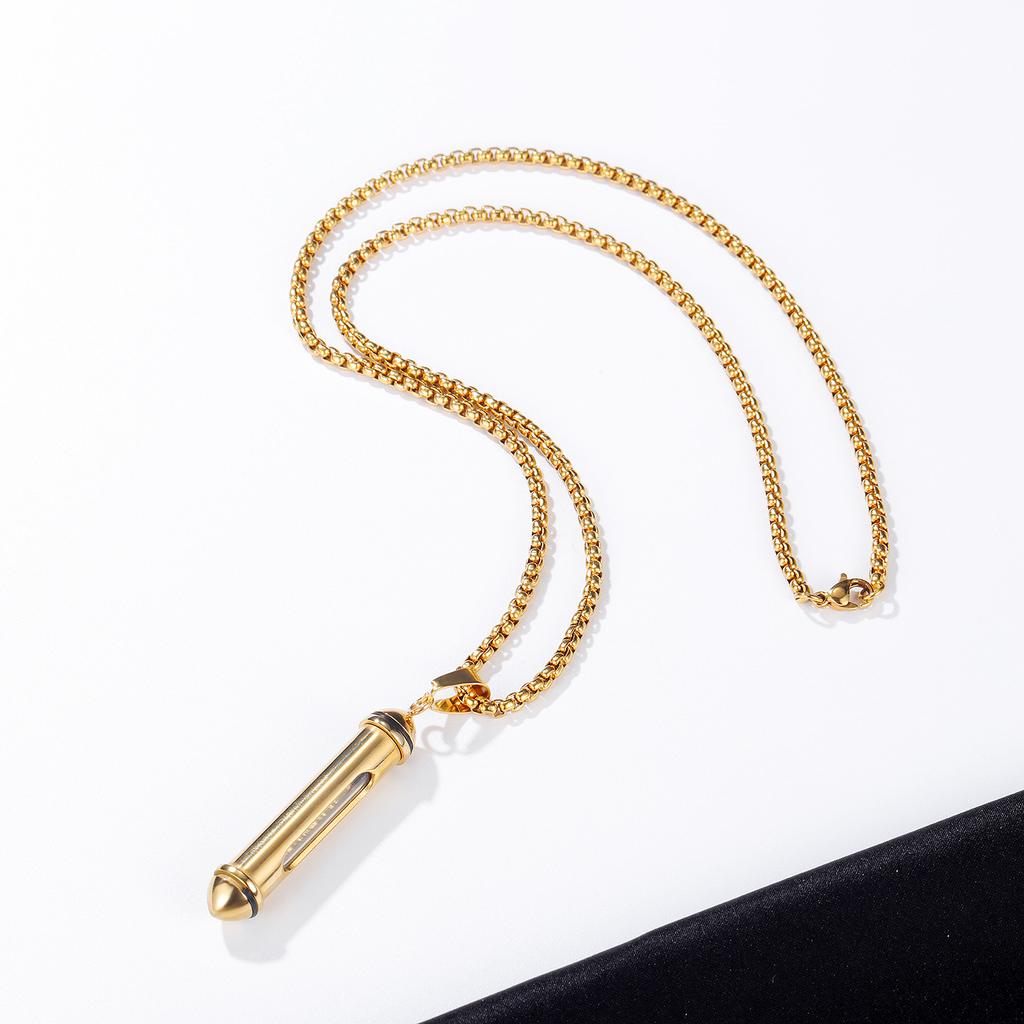 Men's Classic Cylindrical Openable Titanium Steel Perfume Bottle Pendant