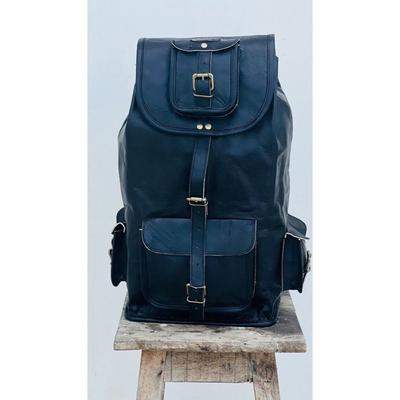 21" Leather BACKPACK Real Genuine Leather Rucksack Laptop Travel Black Men's Bag