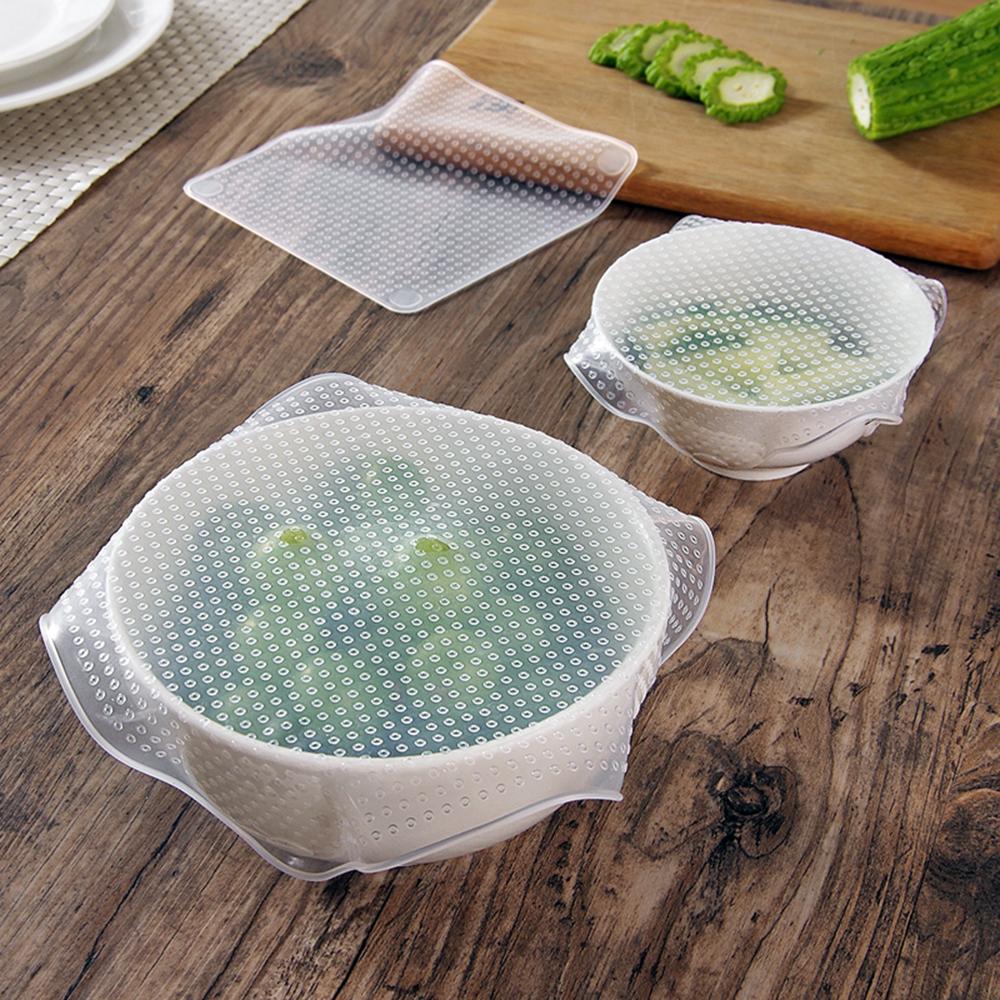 Reusable Silicone Caps Food Keeping Stretch Wrap Seal Film Bowl Cover Home Storage Organization Kitchen Tools 3 Sizes