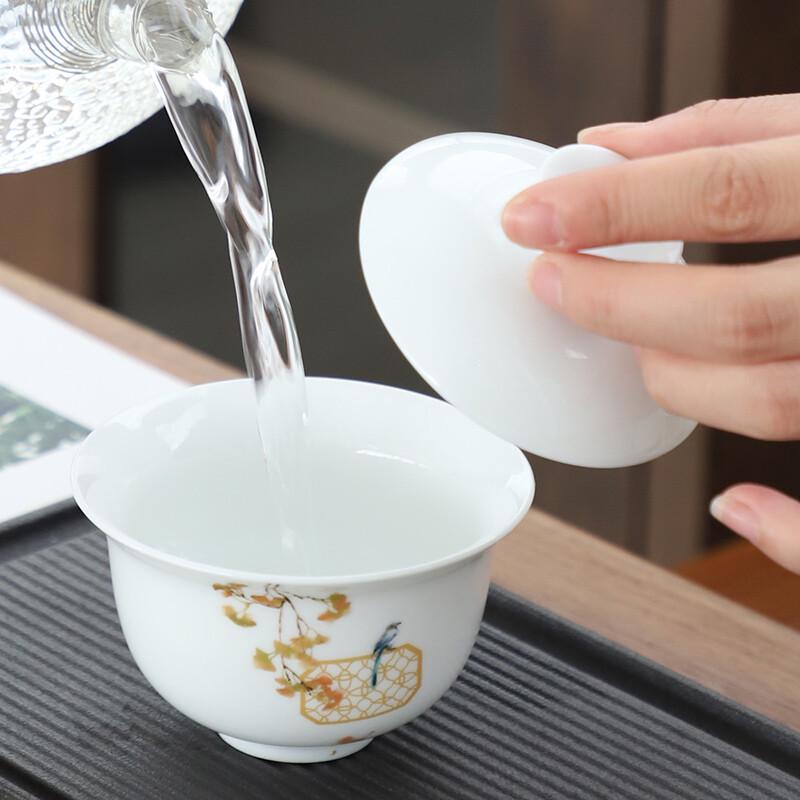 Magpie & Plum Blossom White Porcelain Tea Set