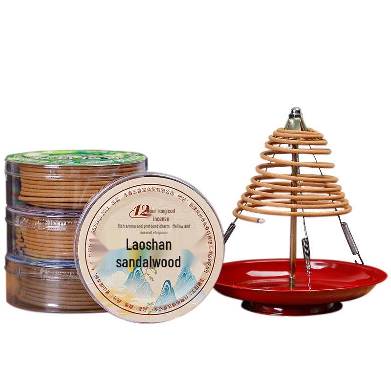 12-Hour Coil Incense: Lao Shan Sandalwood, Agarwood & Mugwort - Odor-Reducing Household Deodorizer for Hotel Toilets