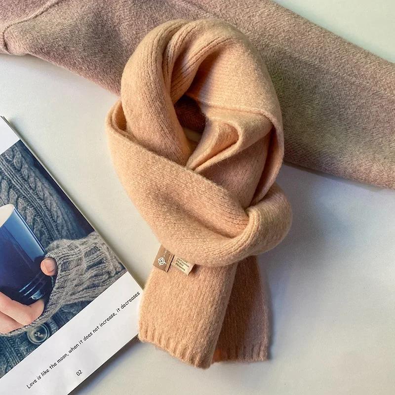 Fashion Cashmere Scarf Winter Warm Thick Comfortable Velvet Convenient Scarf Outdoor Keep Warm Solid Color Simple Scarf