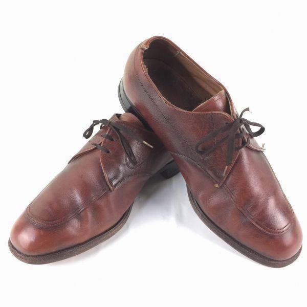 

80s-90s Vintage FLORSHEIM Goodyear Welted Leather U-Tip Business Shoes Brown Wide 9.5 5E 27.5