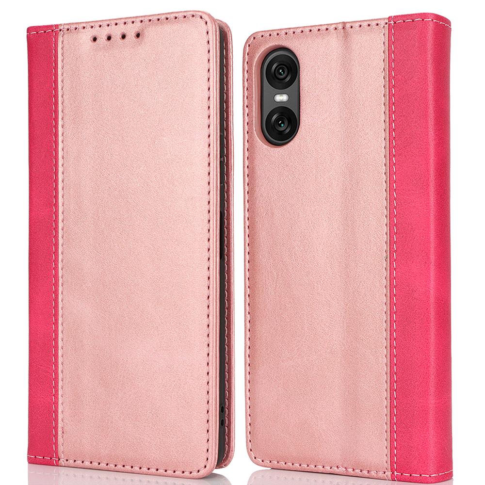 For Sony Xperia 10 VI Case Calf Texture 3 Card Slots Color Splicing Leather Phone Cover