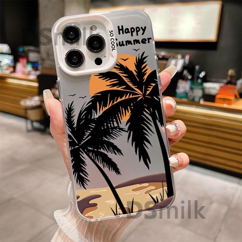 Applicable To Coconut Tree iPhone15Pro Mobile Phone Case 15 Laser 14 Apple 13 Anti-drop 11XsMax Hard 78plus
