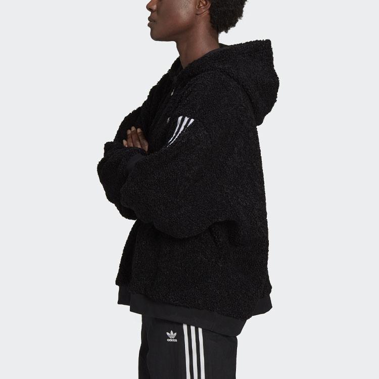 Adidas Originals Velvet Jackets Women's Black Hooded Moderate FU3825