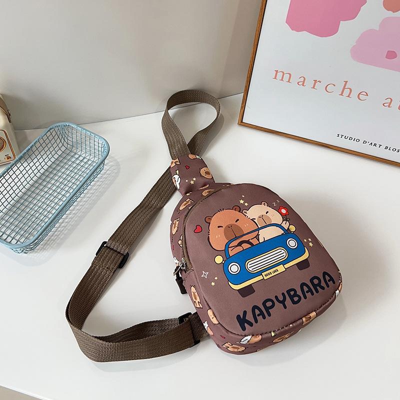 

2025 новая детская сумка мультяшная милая детская нагрудная сумка с принтом мини детская сумка-мессенджер one size fits all темно-коричневого