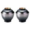 Set of 2 of Egg Silver Kasumi with High Base and Gold Interior J-kitchens (Pair Bowls) 3.5-inch Bowls,