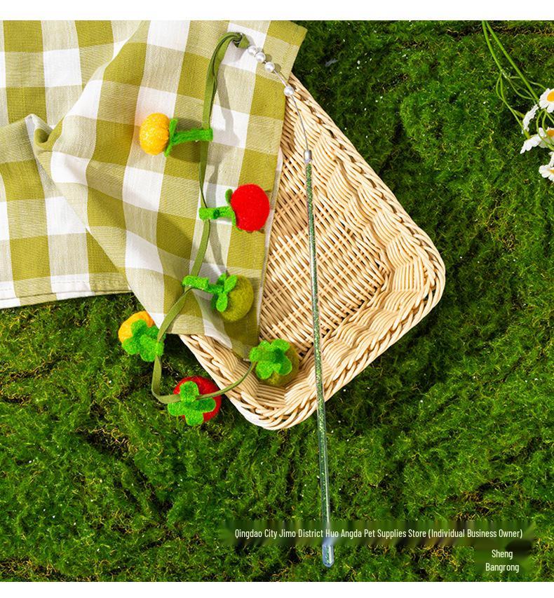 Bite-Resistant Tomato Teaser Wand with Bell - Self-Play Cat Toy for Kittens