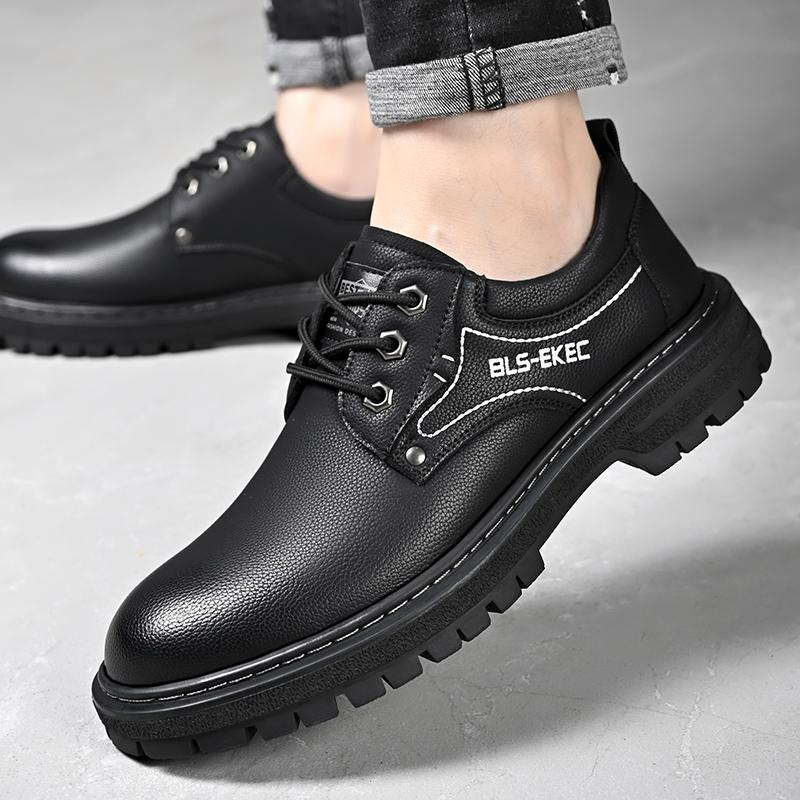 Fashion Black Cow Leather Autumn Winter Platform Shoes for Men Fashion Casual Brand Designer Derby Shoes Male Work Office Ankle Boots