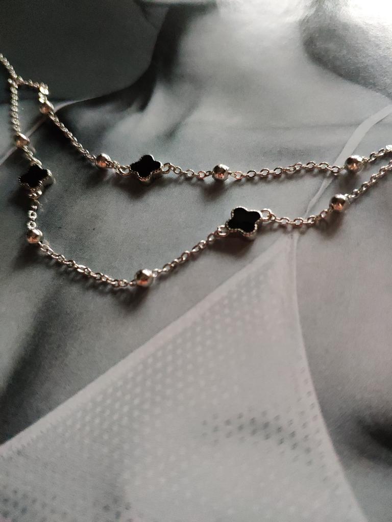 Silver Necklace with Natural Onyx (2128861)
