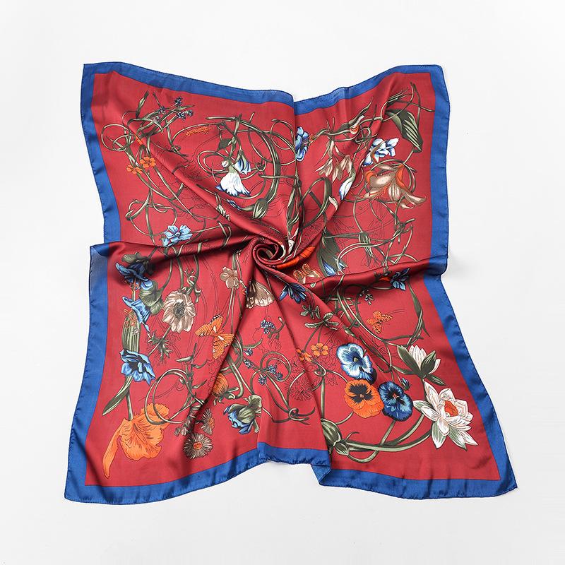 90x90cm Fashion Handkerchief Scarf For Women Small Shawl Silk Satin Hair Scarfs Female Square Headband Bandana Head Scarves