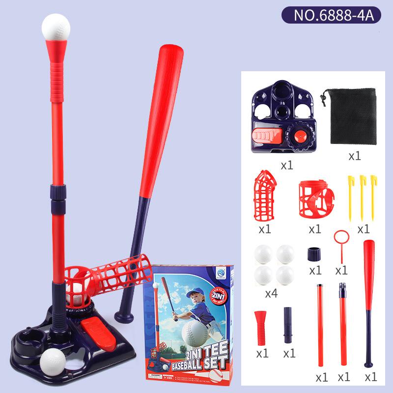 3-in-1 Kids Baseball Set for Ages 3-5/5-8, Batting Tee, Stand Tee, Pitching Machine with 4 Plastic Softballs & Bat