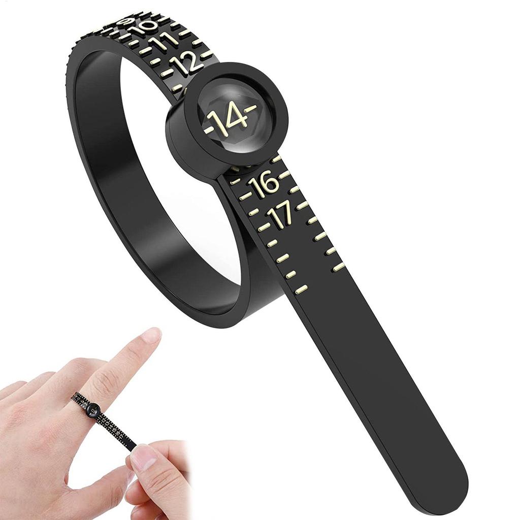 Black/White color Size Ring Ruler Ring Measuring Tape Ring Measuring Tool Annular Coil Finger Size Filter with Magnifying Glass