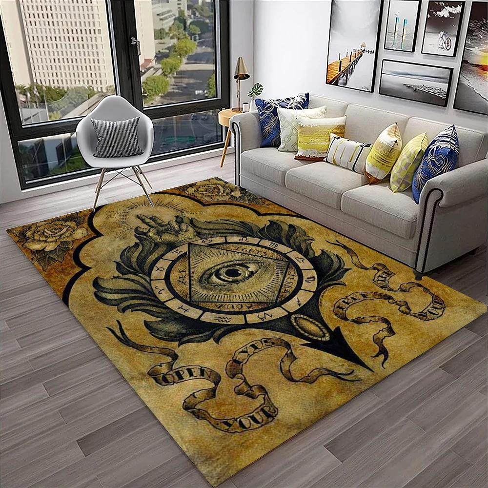 Masonic Freemasonry Illuminati Ring Carpet Rug for Home Living Room Bedroom Sofa Doormat Decor,Kid Area Rug Non slip Floor Mat
