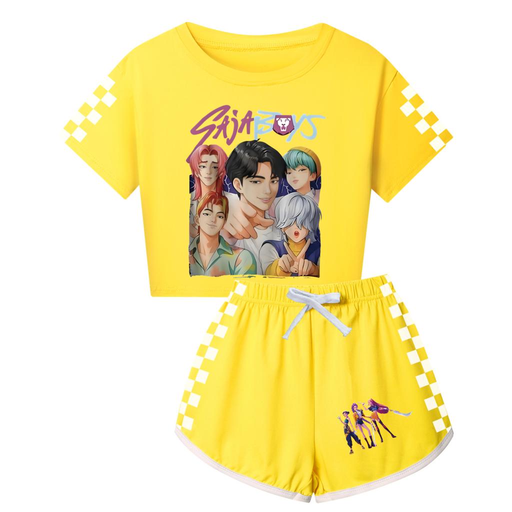 Kpop Witch Hunt Summer Boy Girls Cute Comfortable Soft Printed Half Body Short Sleeved Shorts Set
