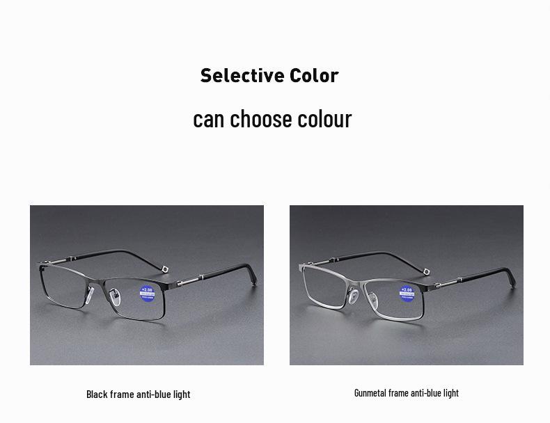 New Style Unisex 25° Reading Glasses with Anti-Blue Light Metal Frame and Plano Lenses