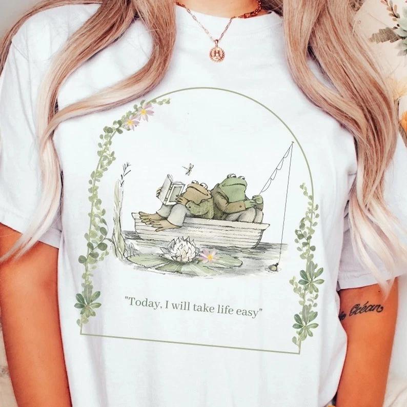 Today, I will take life easy, Frog and Toad T-Shirt Book Lover Gift Cute Animal L