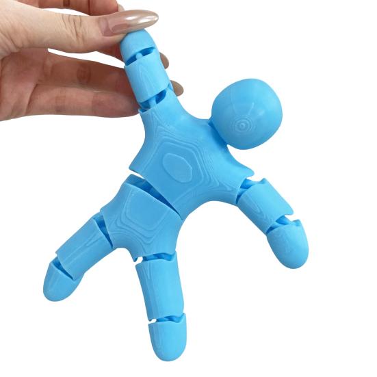 Small Robot Desk Toy 3D Printed Articulated Figure, Movable Joints Figurine, Compact Decompression Office Fidget for Kids Adults, Stress Relief