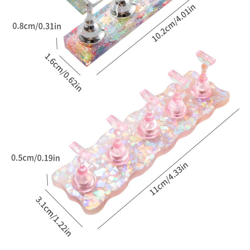 1 Set Iridescent Heart Sequins Magnetic Nail Holder False Tips Practice Stand Nail Art Display Salon Diy Tools