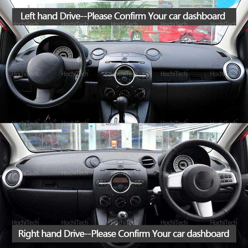 Anti-UV Suede Leather Dashmat for Mazda 2 DE Demio 2007-2014 Black/Brown Dashboard Cover Sun Shade Carpet Pad Accessories