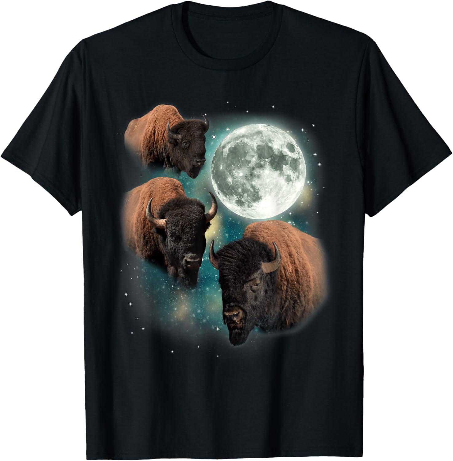 

Three Bison Moonscape Graphic Tee Soft Cotton Short Sleeve Casual T-Shirt for Men 4XL