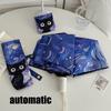 Blue Green Purple Powder Cat Cartoon Fold Umbrella Fully Automatic Umbrella Women'S Dual-Purpose Sun Umbrella Portable Umbrella