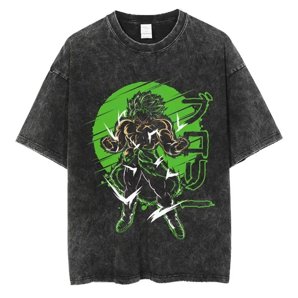 Dragon Ball Super Broly Vintage Washed Anime Print Oversized T-Shirt | Unisex Streetwear Top
