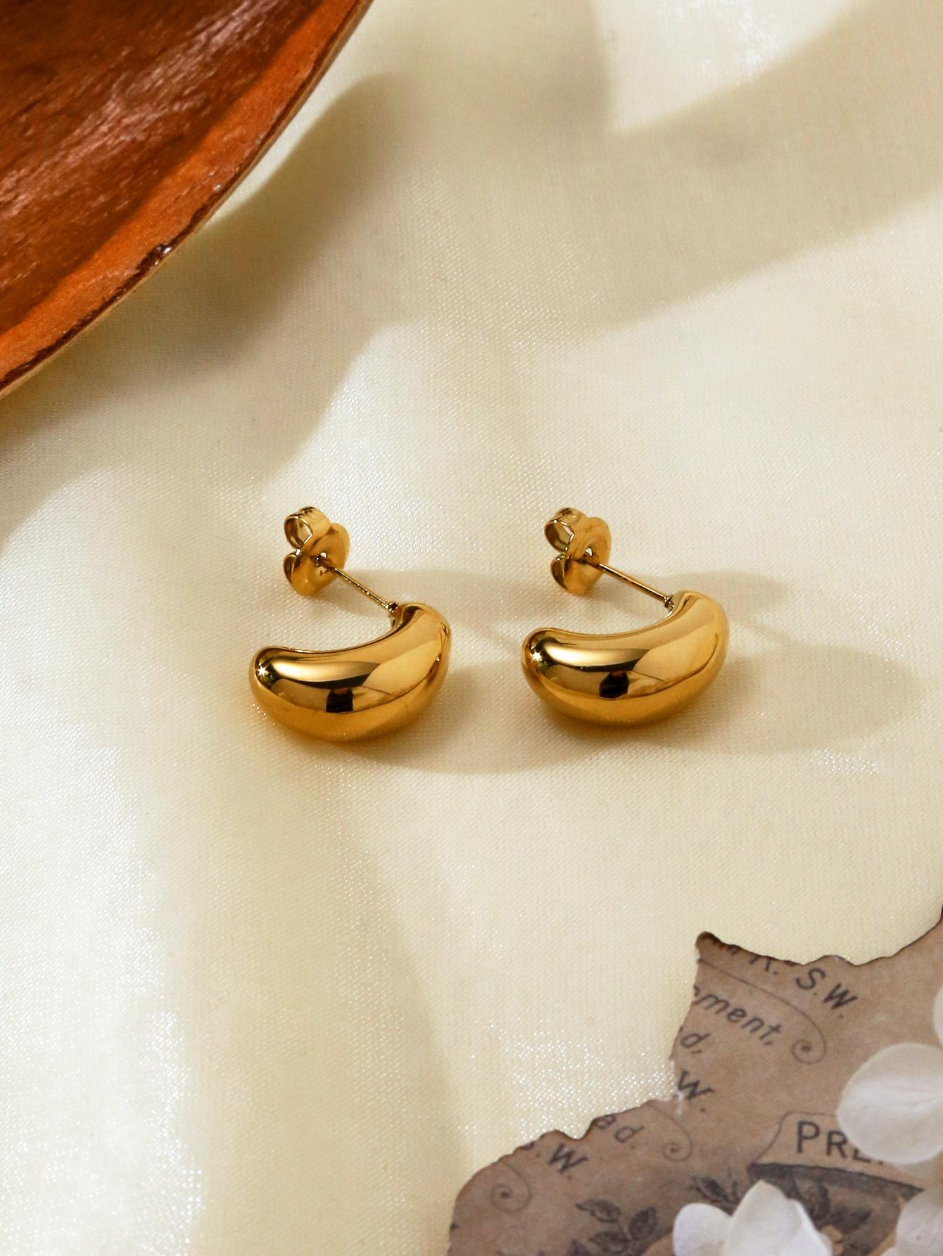 

1 пара модных блестящих маленьких серег в форме капли из текстурированной нержавеющей стали для женщин, для повседневной носки, из журналов уличной моды