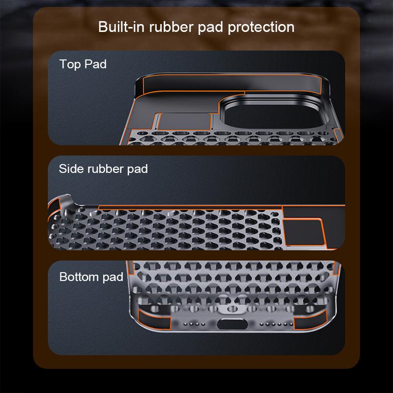 Liga de alumínio iphone 15 14 pro max caso para iphone 12 13 pro iphone caso oco dissipação de calor anti-queda adequado
