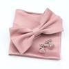Einfarbiges Herren-Fliege-Taschentuch-Manschettenknopf-Set aus Polyester, Schmetterling, Hochzeit, Party, Abendessen, Zubehör