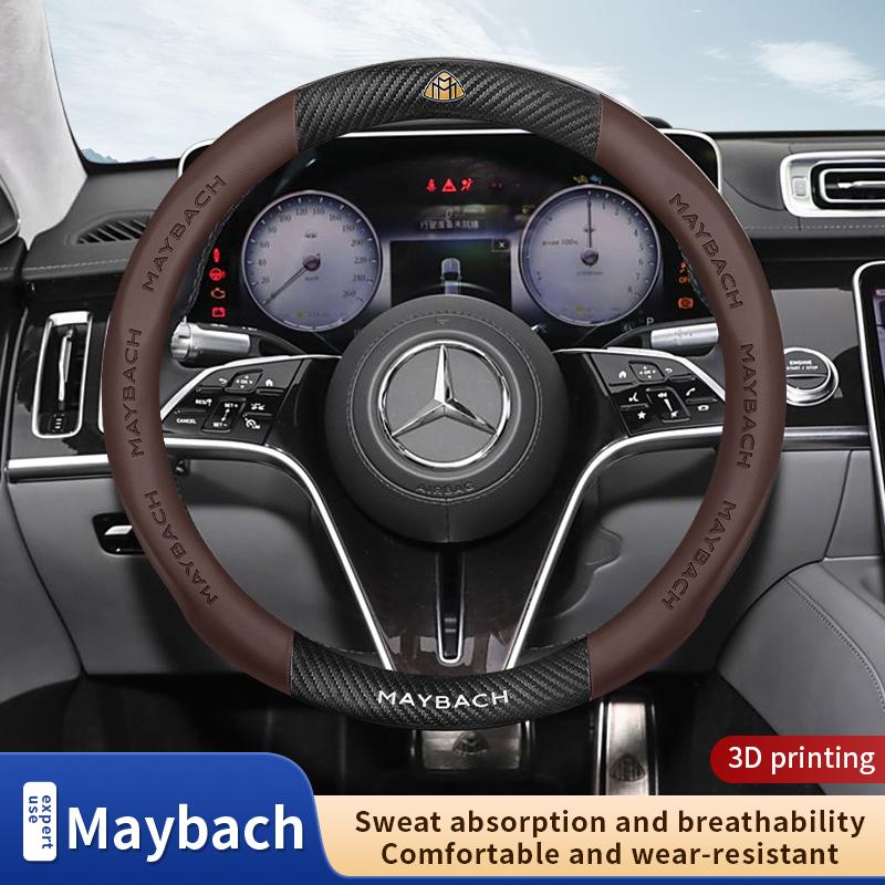 Car Carbon Fiber Steering Wheel Cover Mercedes Benz Maybach S Class  S400 S450 S480 S500 S560 S580 S650 S680 W222 GLS480 GLS600