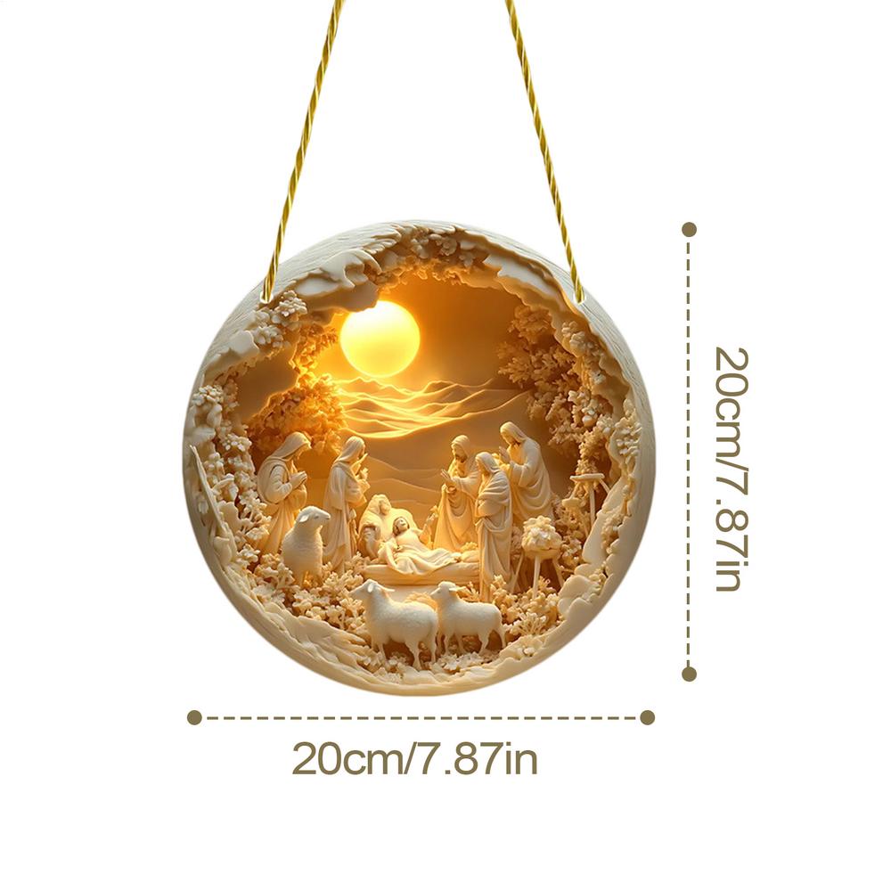 

Nativity Scene Ornaments Craft 2D Acrylic Catholic Ornaments Nativity Scene Pendant Birth Of Jesus Keepsake for Religious Decor жовтий