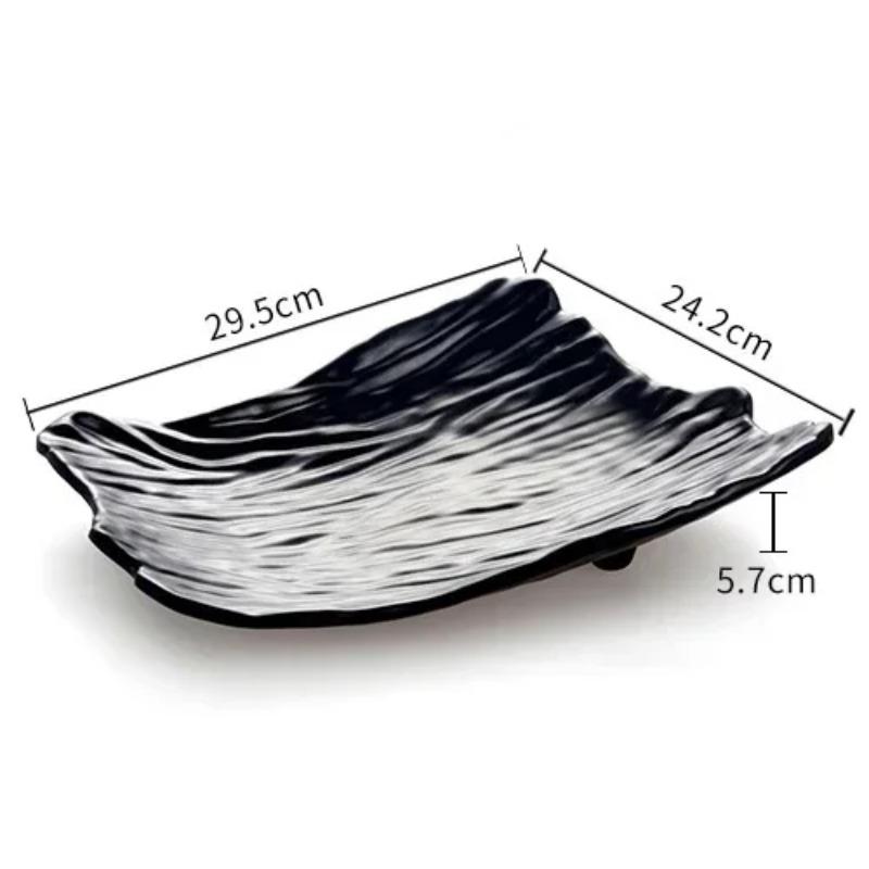 Western Steak Salad Dessert Plate Personality Creative Resistance To Fall Snack Food Grade Plastic Black Frosted Tableware