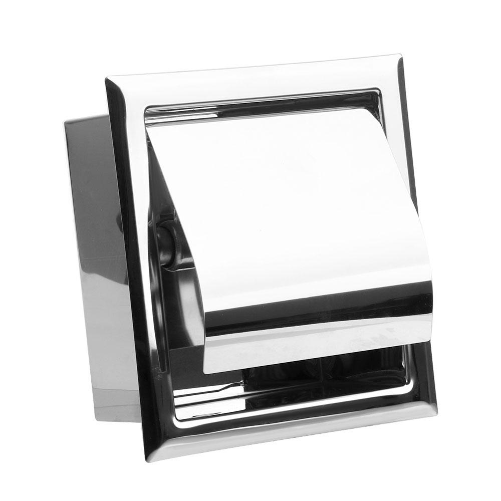 Roll Paper Box Toilet Paper Holder Concealable Polished Chrome Stainless Steel Wall Mounted